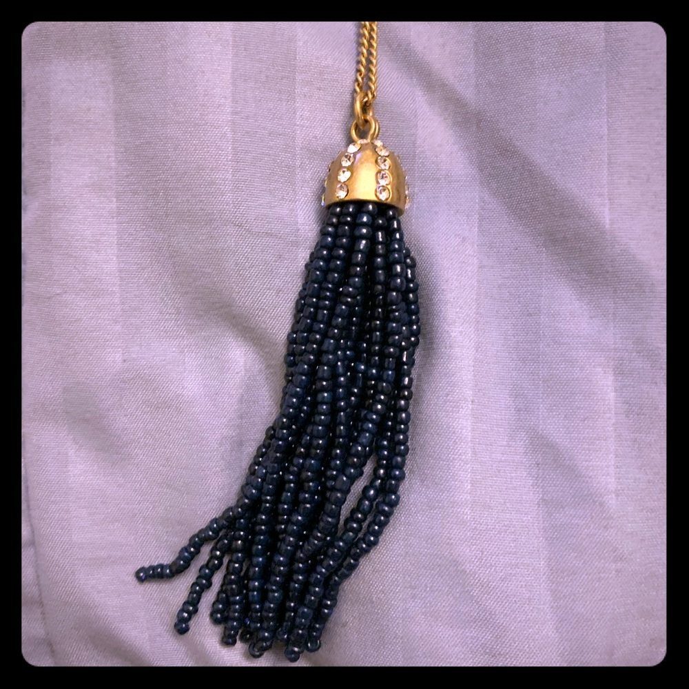 J. Crew Gold/Navy Tassel Necklace